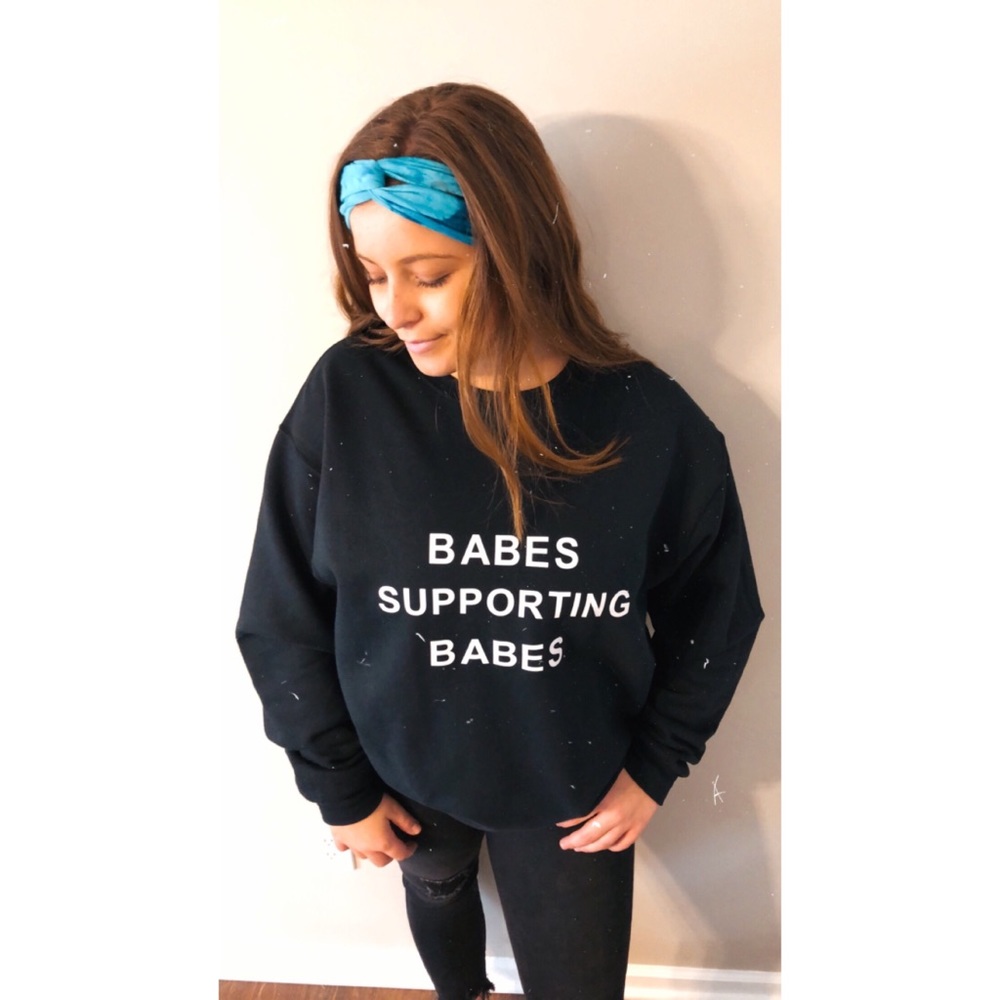babes supporting babes crew neck sweatshirt